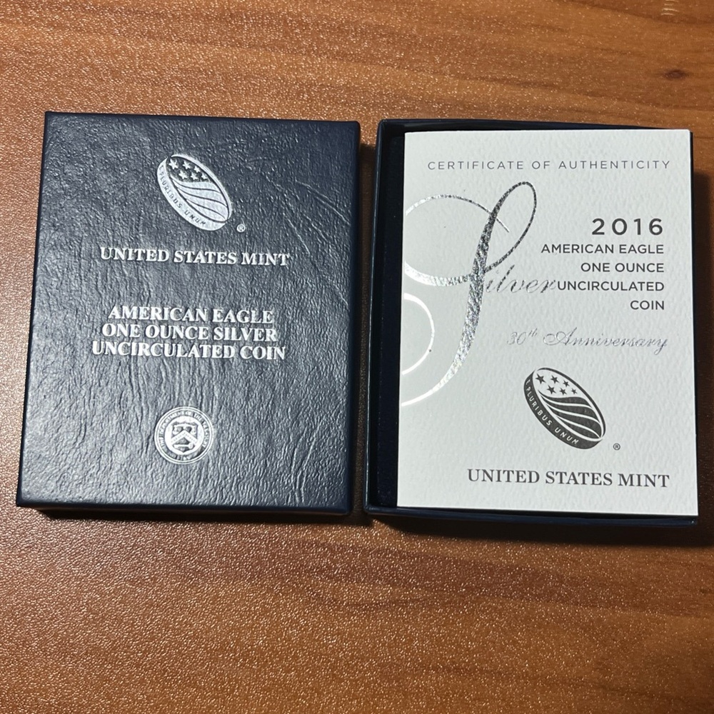 2016-W American Silver Eagle PROOF 1 Oz Silver Coin & Box & COA 30th Anniversary